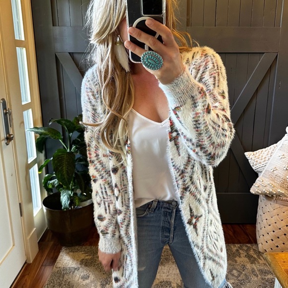 New Bohemian Soft Cardigan Boho Sweater Western Southwest Modern Top - Picture 3 of 11